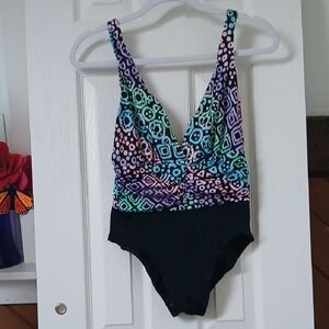 Vintage Retro 80s Style Catalina Abstract Print Swimsuit Size 8